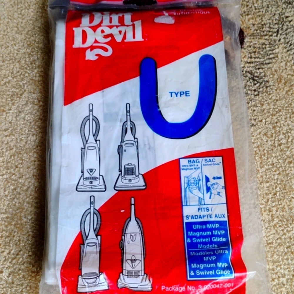 ⚜️   DIRT DEVIL TYPE U 3-920047-001 Vacuum Cleaner BAGS   3 Pkg